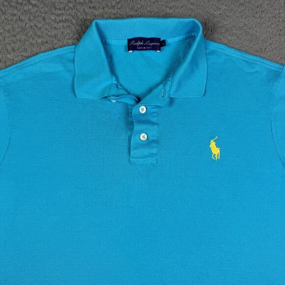 Ralph Lauren Purple Label Polo Shirt Mens Large Italy Made Pique Mesh Classic - Picture 1 of 11